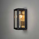 Außen Wandleuchte Carpi im Vintage-Look IP44 in schwarz mit Glas.