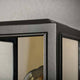 Detailansicht der Außen Wandleuchte Carpi im Vintage-Look IP44, Stahlrahmen mit edlem Finish.