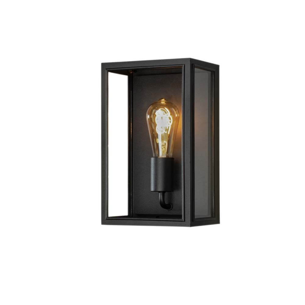 Carpi Wandleuchte Stahl IP44 mit klarem Glas und E27 Fassung in modernes Design.