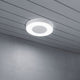 Carrara LED Außenwand- & Deckenlampe Ø 27cm CCT Weiß Deckenleuchte in modernem Design an einer Wand montiert.