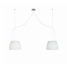 Suspension Casablanca Mara à 2 lampes avec deux beaux abat-jours au design moderne.