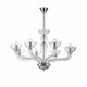 Candelabro in vetro soffiato Casanova 90cm cromo, trasparente con dettagli metallici e sfere di vetro trasparente.
