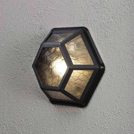 Castor Außen-Wand- & Deckenleuchte Schwarz, rauchfarbenes Acrylglas an Wand montiert