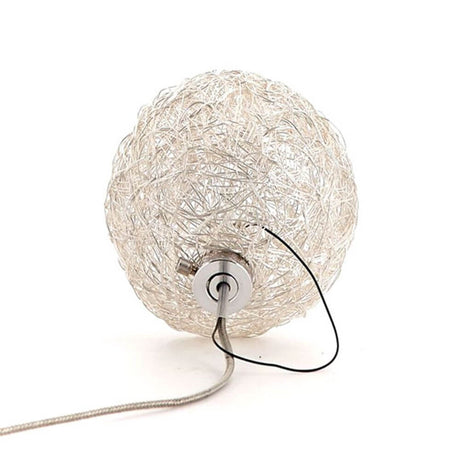Catellani & Smith Sweet Light T wire ball with touch dimmer, silver aluminium wire light.
