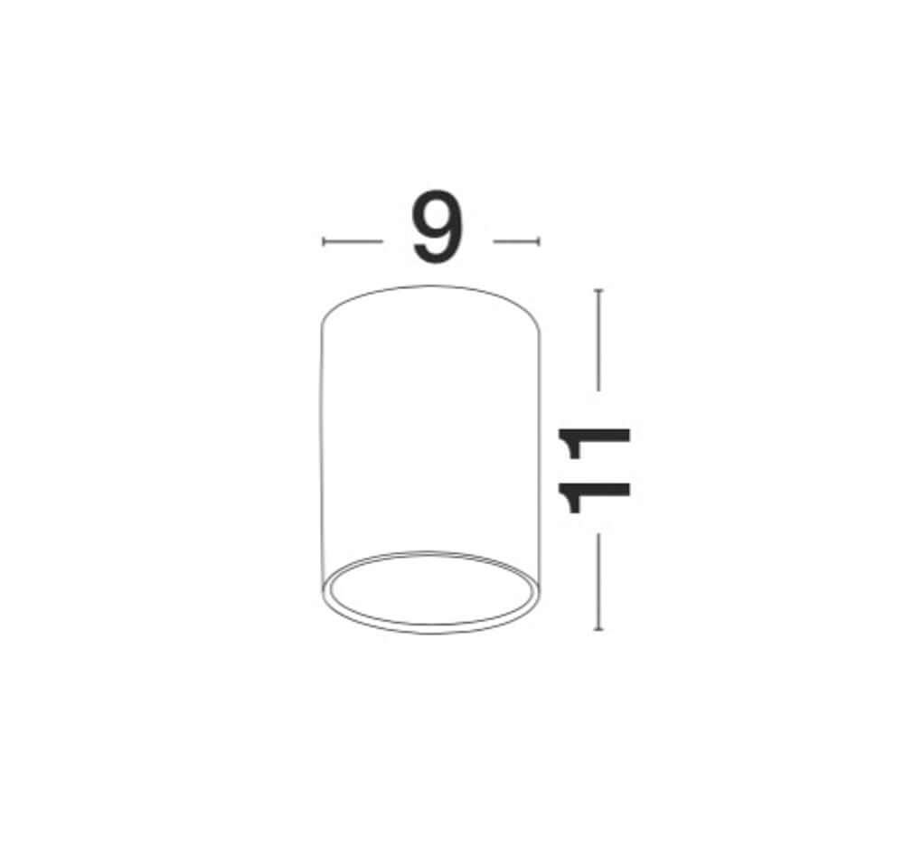 Ceci LED Außendeckenleuchte Ø 9cm 3000K IP65 mit Maßen von 9 cm Durchmesser und 11 cm Höhe.