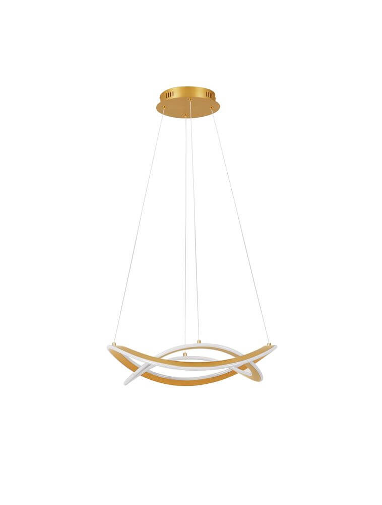 Celestia LED Pendelleuchte 2-flammig Ø 60cm 3000K mit modernem Design und goldener Halterung.