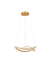 Suspension Celestia LED à 2 flammes Ø 60 cm 3000K au design moderne avec support doré.