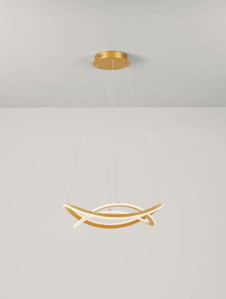 Celestia LED Pendelleuchte 2-flammig Ø 60cm 3000K modernes Design mit goldener Aufhängung