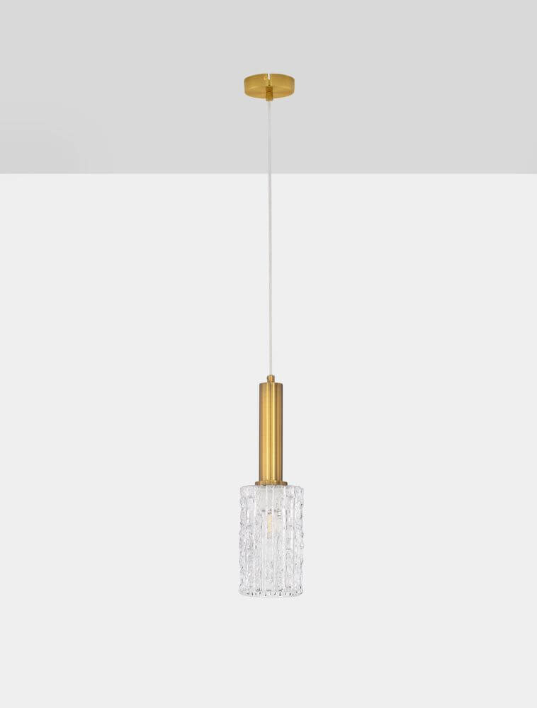 Certa Pendelleuchte Ø 12,5cm Gold - elegante Hängelampe mit Klarglas und goldener Aufhängung.