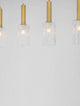 Certa Pendelleuchte 4-flammig Schwarz, Gold mit transparenten Glaszylindern und filigranen goldenen Rohren.