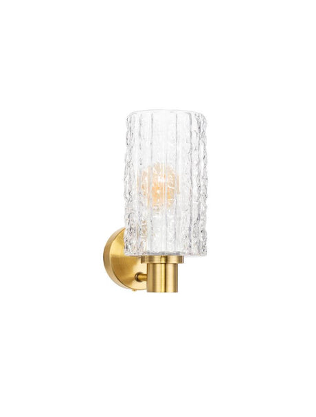 Certa wall light gold with clear glass shade and gold bracket, ideal for Art Deco interiors.
