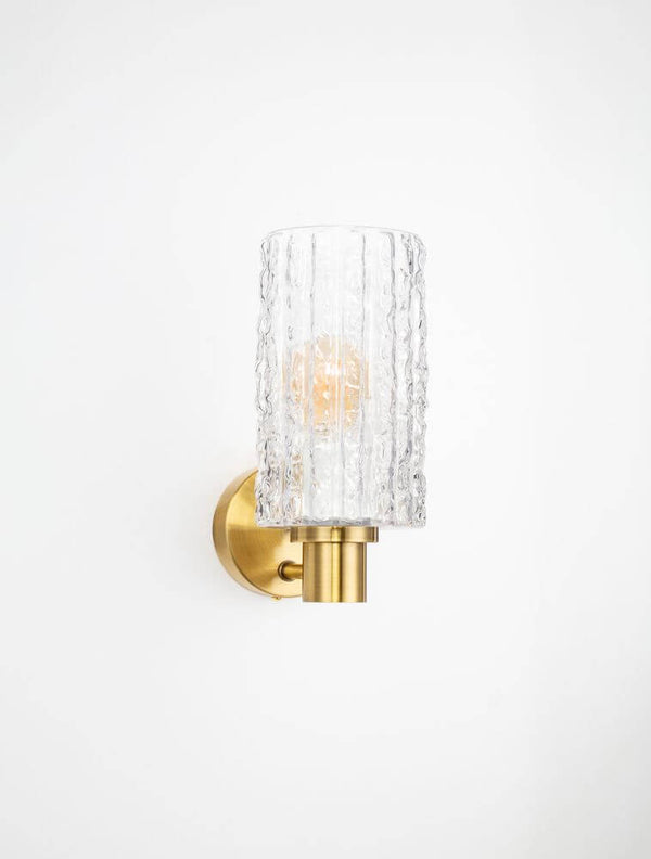 Certa Wandleuchte Gold von Nova Luce mit Klarglas-Schirm im Art-déco-Stil