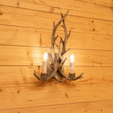 Chalet Holz Geweih-Wandleuchte 2-flammig