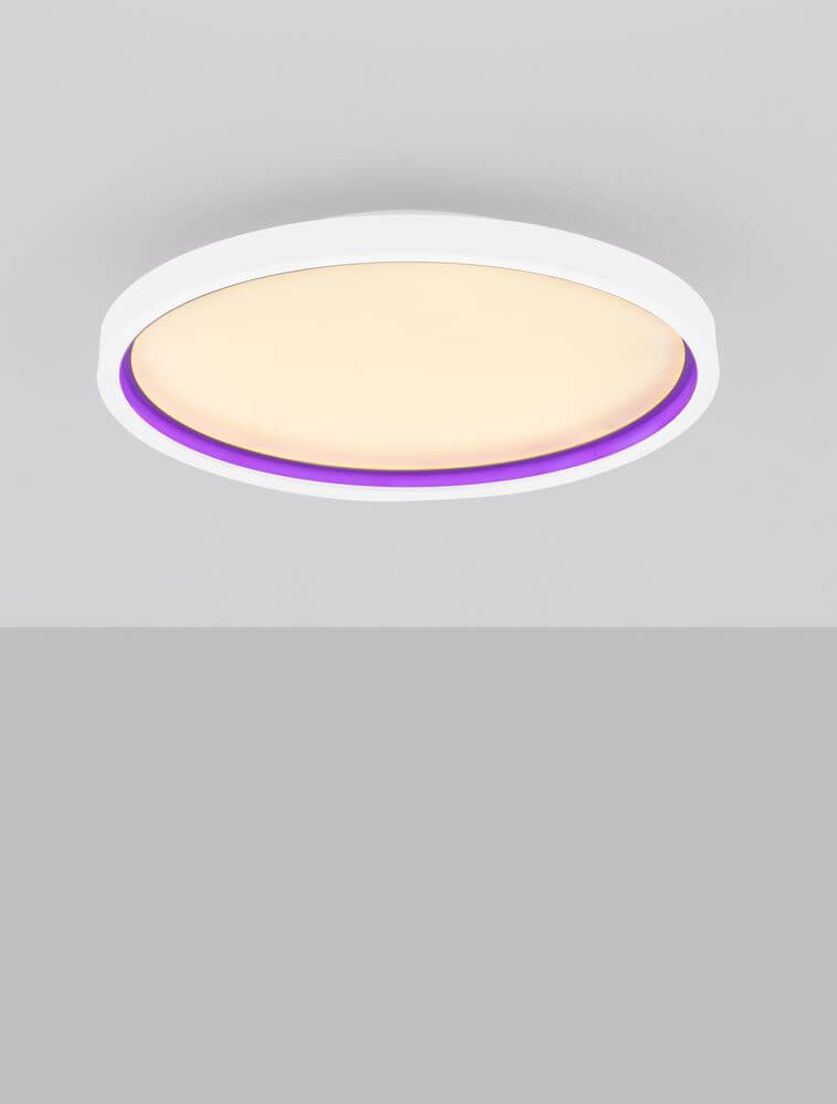 Chet LED Deckenleuchte 2-flammig 2700 5000K Weiß, moderne Deckenleuchte mit lila Akzent.