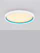 Chet LED Deckenleuchte 2-flammig 2700 5000K Weiß mit schickem Design und blauem Akzent.