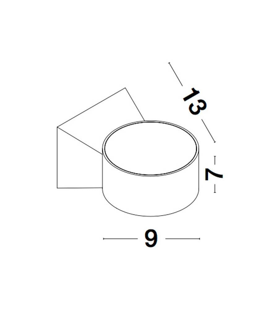 Chez LED Außenwandleuchte Ø 9cm 3000K Weiß IP54 - technische Zeichnung mit Maßen.