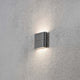 Chieri LED Außen-Wandleuchte Anthrazit, opales Acrylglas an einer Wand montiert mit sanftem Licht.
