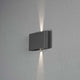 Chieri LED Außen Wandleuchte Up & Downlights in Anthrazit mit verstellbarem Lichtwinkel an der Wand montiert.
