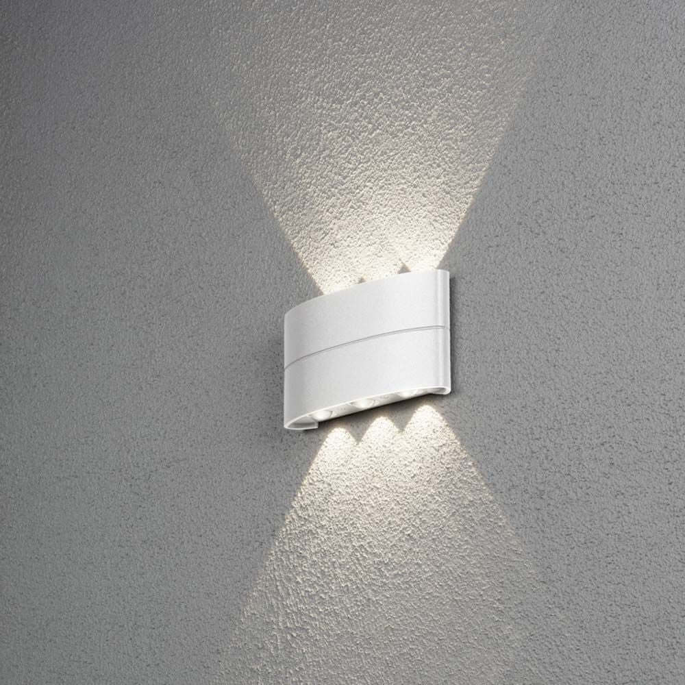 Chieri LED Außenwandleuchte in Weiß, moderne Aluminium-Wandleuchte mit IP54 Schutz für Außenbereiche.