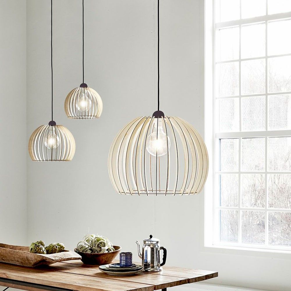 Chino 25 Pendelleuchte mit Stoffkabel Holz