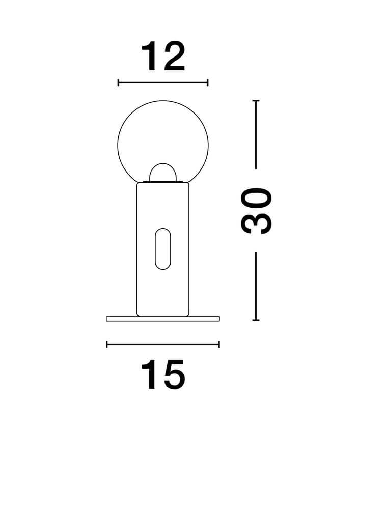 Chronos LED Tischleuchte 3000K Maße: 12 cm Breite, 15 cm Tiefe, 30 cm Höhe, modernes Design mit eleganter Form.