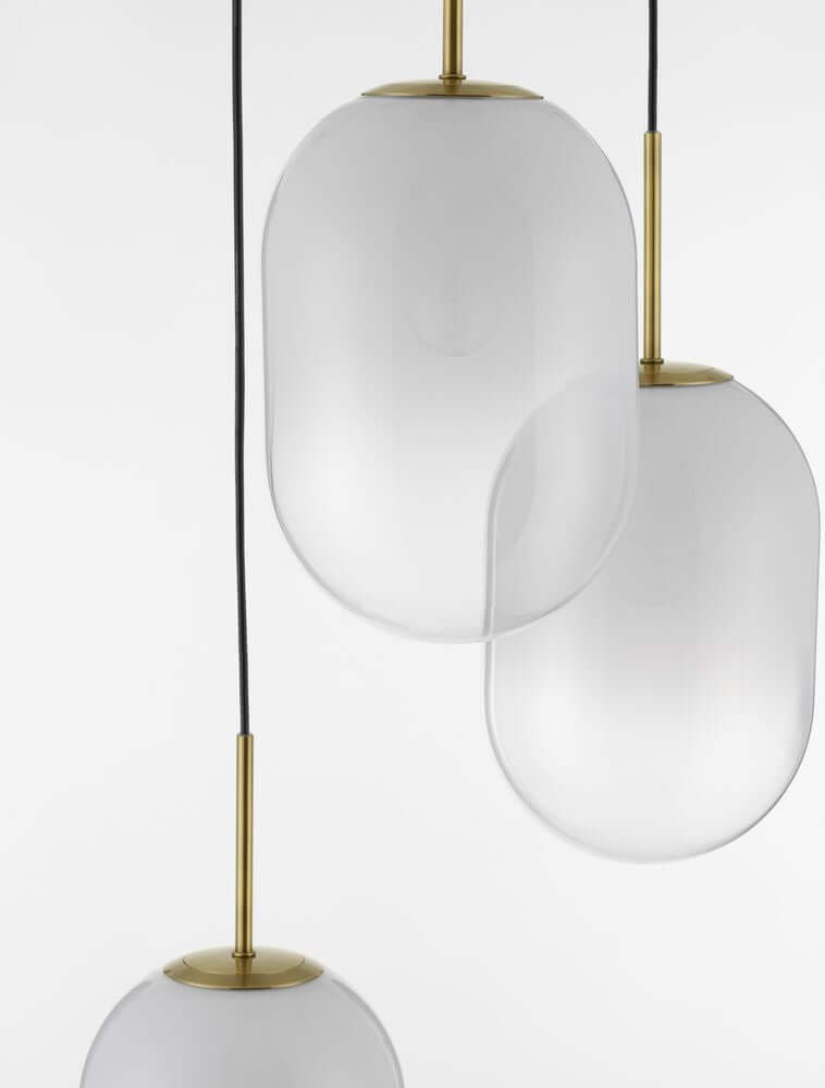 Chrysi Pendelleuchte 3-flammig Ø 43cm Gold, Weiß - elegant und stilvoll aus Opalglas.