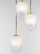Chrysi Pendelleuchte 3-flammig Ø 43cm Gold, Weiß mit drei schlichten Opalglasschirmen.