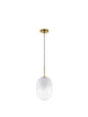 Chrysi Pendelleuchte Gold, Weiß - Elegante Pendelleuchte mit mundgeblasenem Glas und goldfarbenem Baldachin.