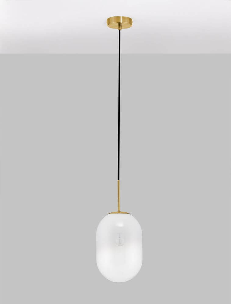 Chrysi Pendelleuchte Gold, Weiß mit mundgeblasenem Glas und elegantem Design, perfekt für stilvolle Räume.