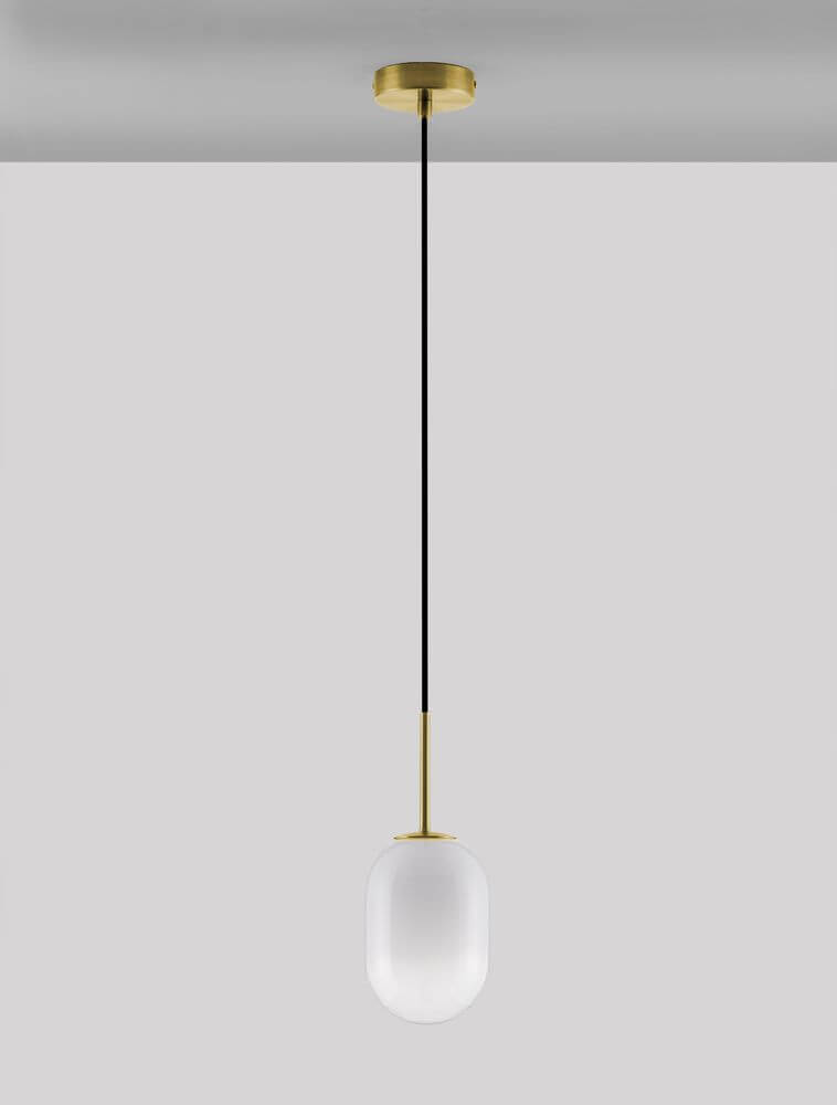 Chrysi Pendelleuchte Gold, Weiß mit mundgeblasenem Glas und eleganter Gestaltung.