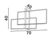 Clea LED Deckenleuchte 70cm 2-flammig 3000K mit Abmessungen von 70 cm x 40 cm x 40 cm skizziert.