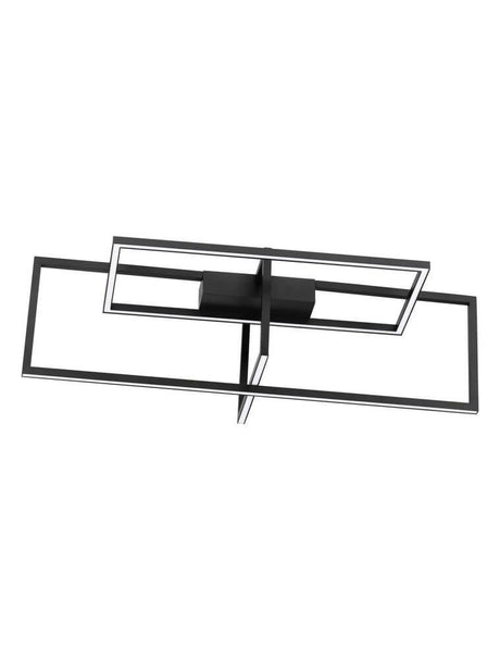 Clea LED Deckenleuchte 92cm 3-flammig 3000K schwarz matt mit opalem Acryl, moderne 92x26x38,5 cm Deckenlampe