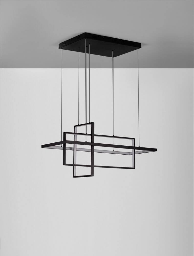 Clea LED Pendelleuchte 2700 3500 5000K Schwarz mit geometrischem Design und stufenloser Helligkeitsregulierung.