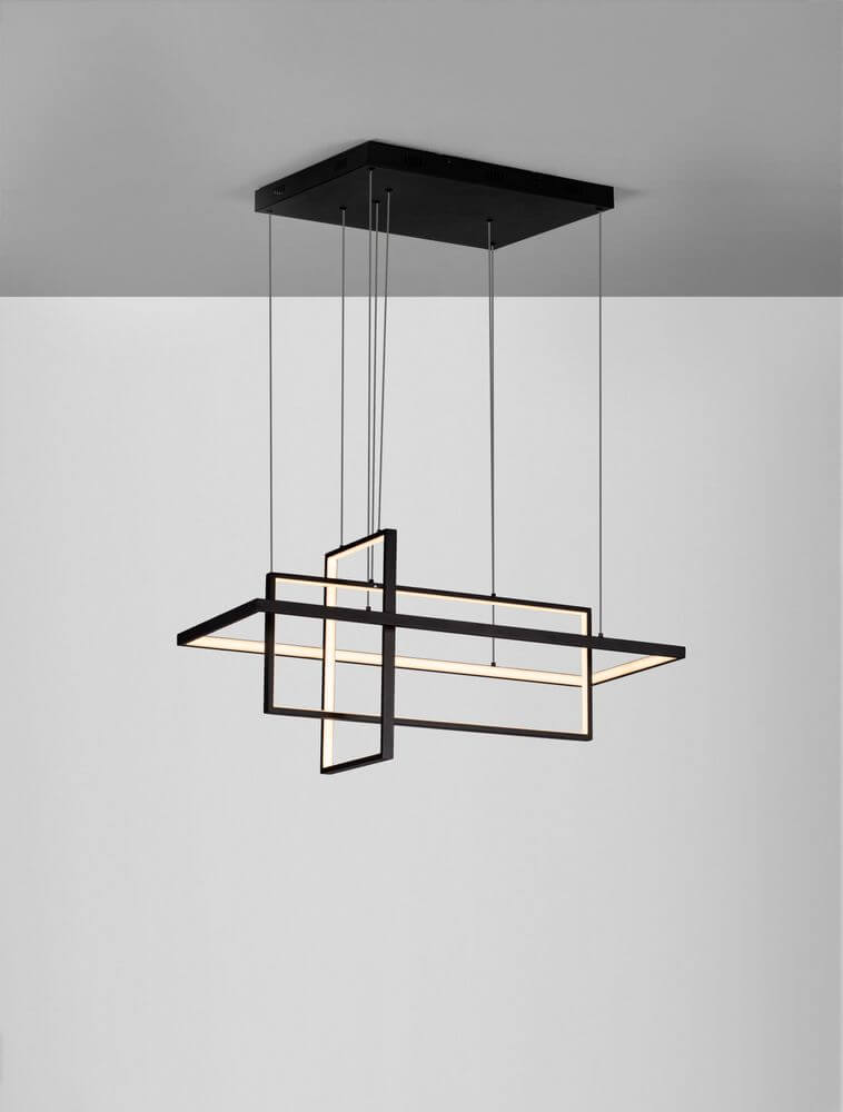 Clea LED Pendelleuchte 2700 3500 5000K Schwarz mit modernem geometrischen Design.