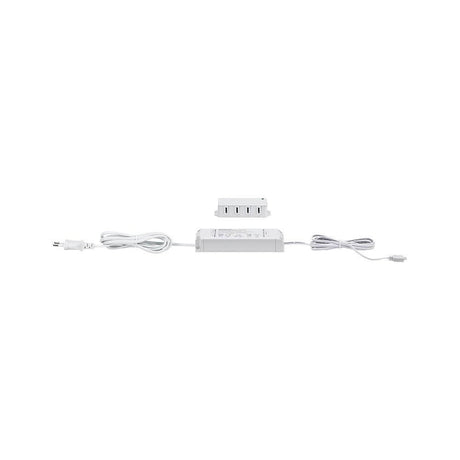 Clever Transformer 230V-12V 25W White with connecting cables and driver for custom furniture lighting.