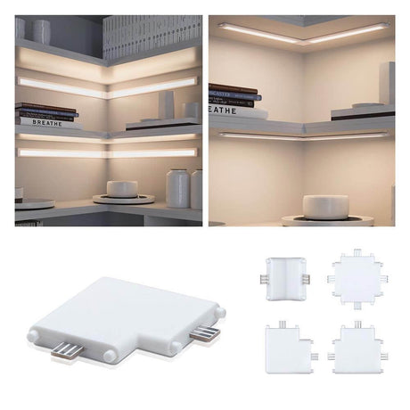 Clever corner connector Border for connecting furniture lighting in modern living spaces.