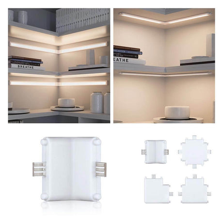 Clever Border Corner Connector White-Matt with custom furniture lighting system