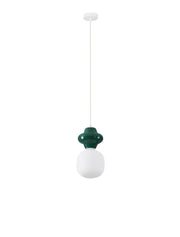 Clio Pendelleuchte Ø 18cm H 198cm in Dunkelgrün/Weiß aus Keramik und Opalglas, moderne Hängeleuchte von Nova Luce