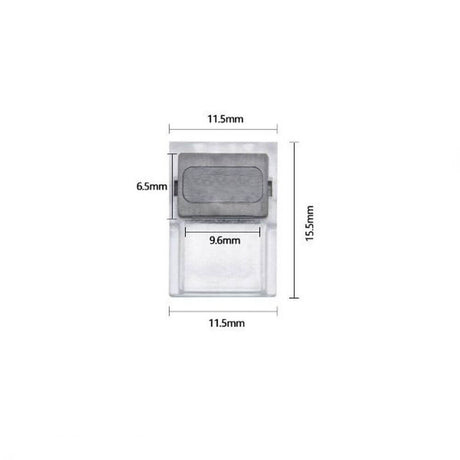 Clip-Flexverbinder für 2-pol. LED-Strip 10mm, Maßzeichnung und Abmessungen der Verbindung.