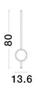 Maßzeichnung der Clock LED Wandleuchte 3000K Schwarz mit Abmessungen 80 x 5,5 x 13,6 cm.