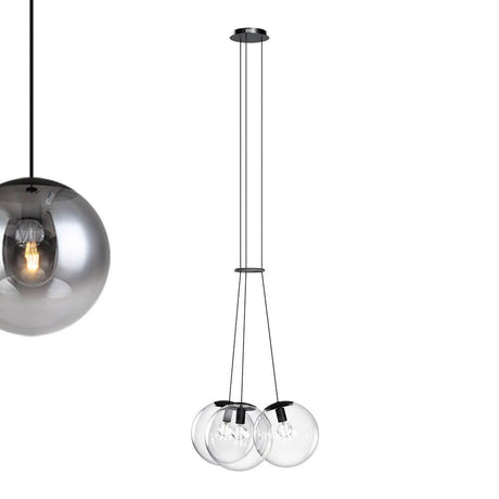 s.luce Cluster Glaskugel Galerielampe Hängeleuchte 3-flammig in modernem Design mit transparenten Kugeln.