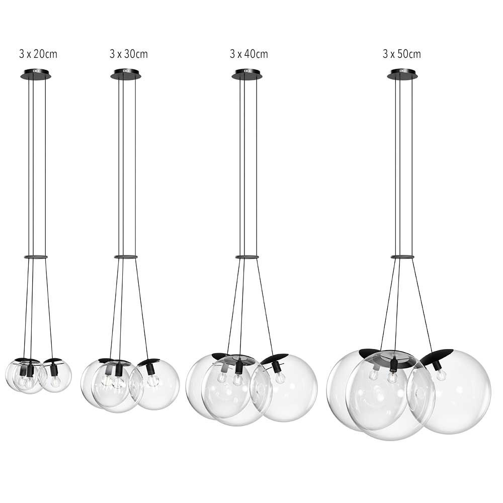 s.luce Cluster lasipallo galleria lamppu riipusvalo 3-light