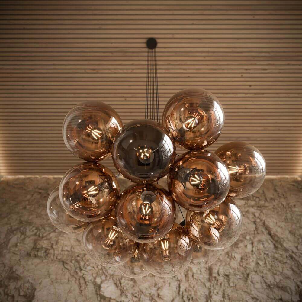 s.luce Luz pendente de 7 luzes com globo de vidro Cluster gallery light