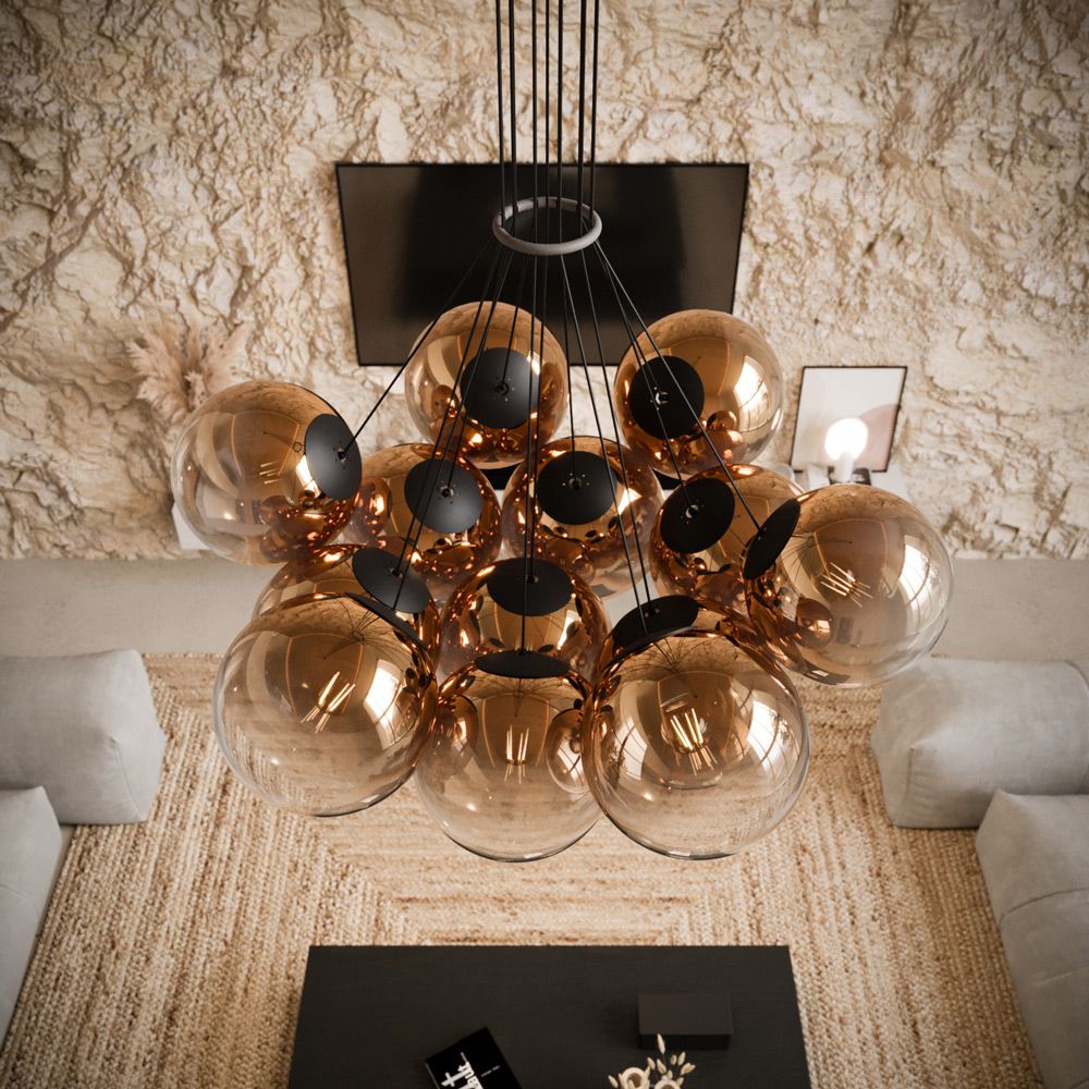 s.luce Cluster glass globe gallery light pendant lamp 13-flame
