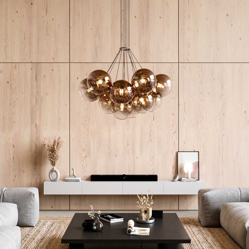 s.luce Cluster glass globe gallery light pendant lamp 13-flame