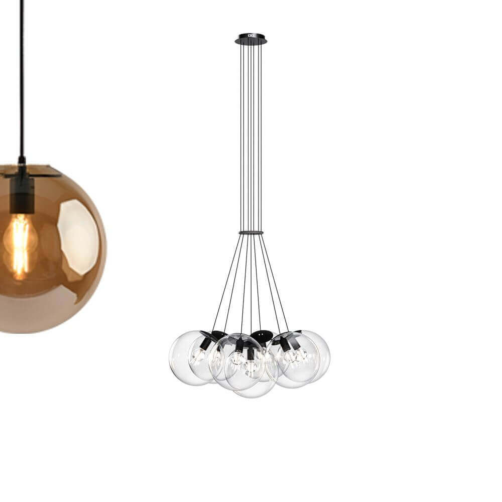 s.luce Luz pendente de 7 luzes com globo de vidro Cluster gallery light