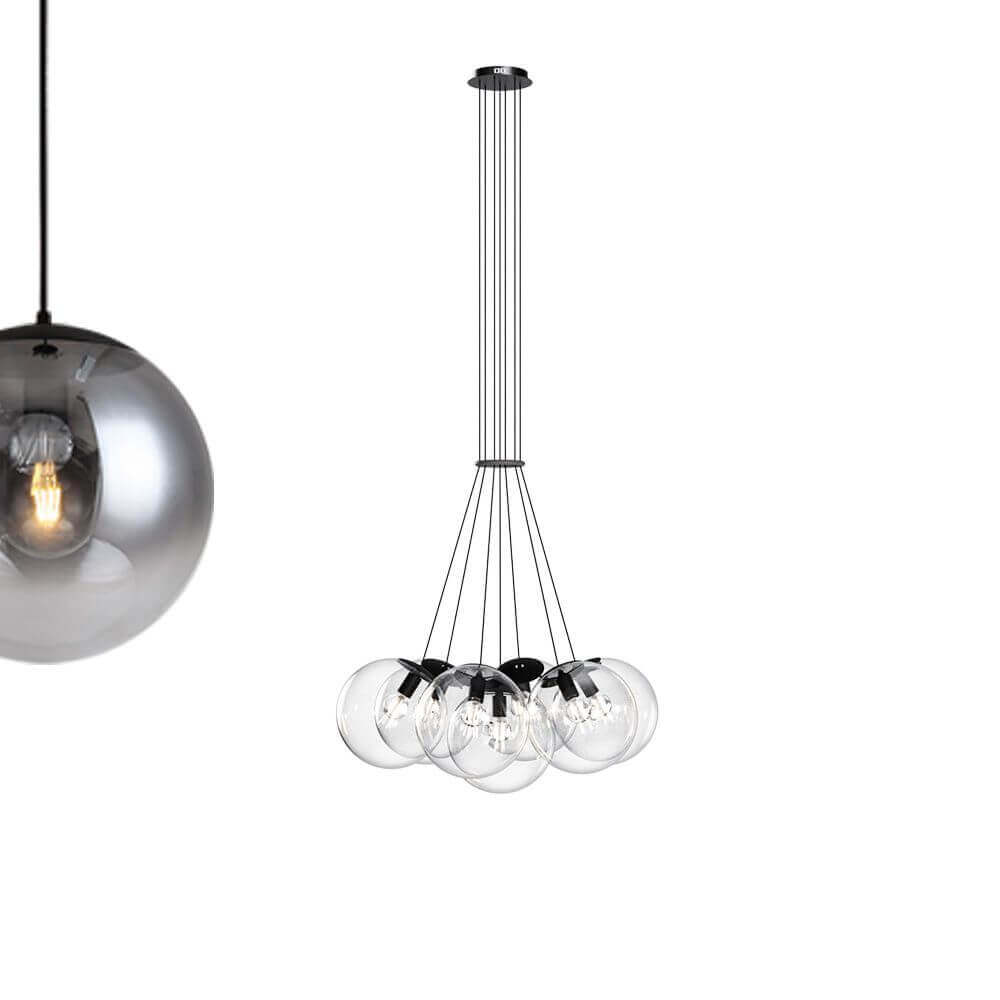 s.luce Luz pendente de 7 luzes com globo de vidro Cluster gallery light