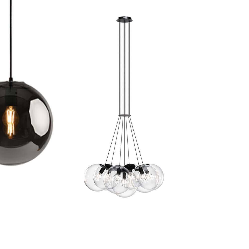 s.luce Luz pendente de 7 luzes com globo de vidro Cluster gallery light