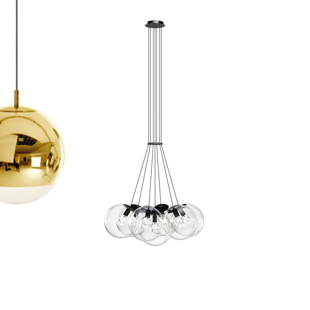 s.luce Luz pendente de 7 luzes com globo de vidro Cluster gallery light