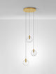 Coen Pendelleuchte 3-flammig Ø 25cm Gold, Transparent mit drei gläsernen Kugeln.